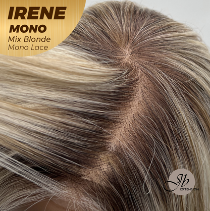 JBEXTENSION IRENE MONO Monofilament Handmade Wig 6X5 Full Monofilament Hand Tied Top Wig 19 Inches Mix Blonde Curly Mono Lace Wig With Anti-slip Silicone Strips Glueless Wig IRENE MONO MIX BLONDE【BENDY EAR TABS】