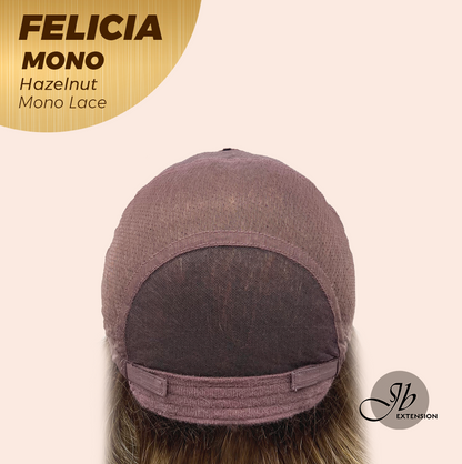 JBEXTENSION FELICIA MONO Full Monofilament Handmade Full Lace Full Hand Tied Wig 11 Inches Hazelnut Mono Lace Handmade Futura Fiber Wig with Anti-slip Silicone Strips Glueless Wig FELICIA MONO - HAZELNUT【BENDY EAR TABS】