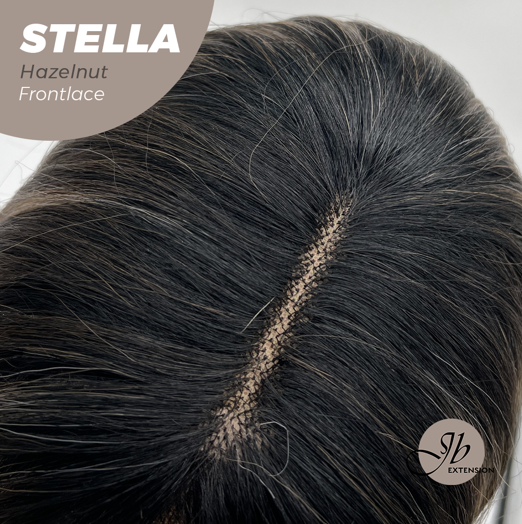 JBEXTENSION 16 Inches Hazelnut Curly Women Pre-Cut Frontlace Glueless Wig STELLA HAZELNUT