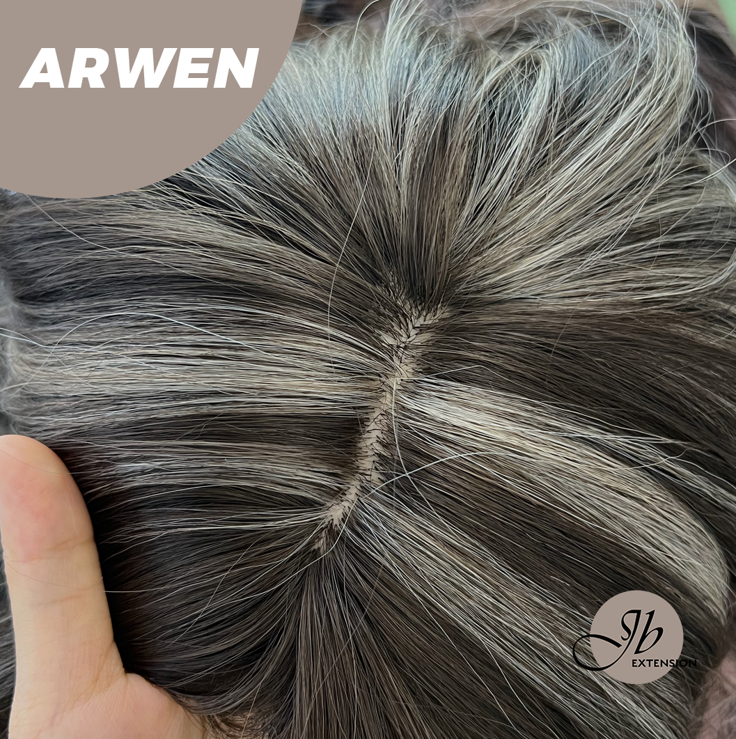 [FINAL SALE] JBEXTENSION 24 Inches Dark Brown with Grey Highlight Wig ARWEN