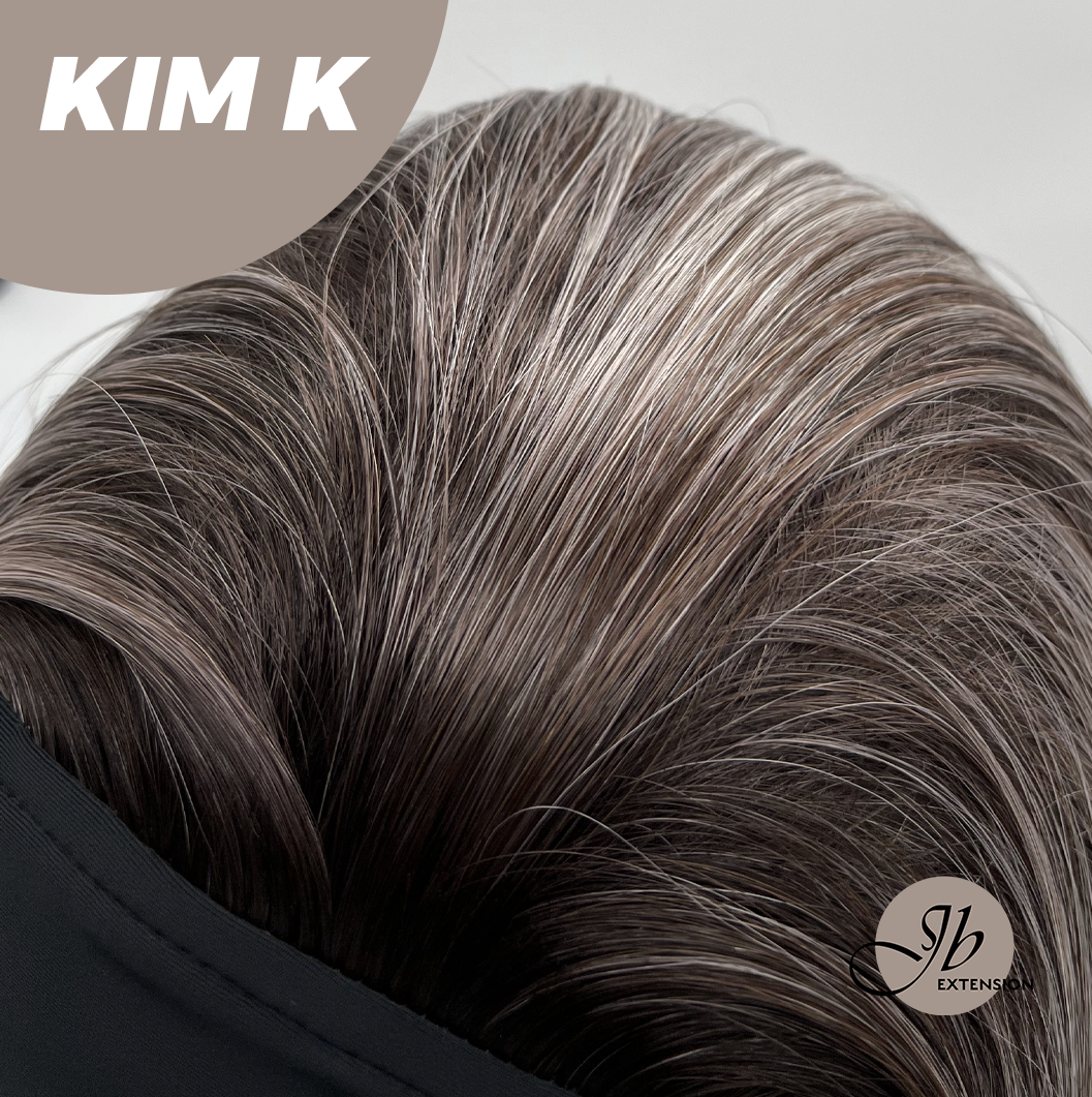 JBEXTENSION 22 Inches Straight Grey Brown Silver Ombre Headband Wig KIM K