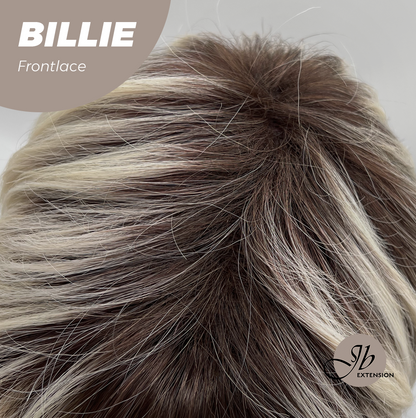 JBEXTENSION 9 Inches Pixie Cut Blonde Pre-Cut Frontlace Glueless Black Sapphire Wig BILLIE【BENDY EAR TABS】