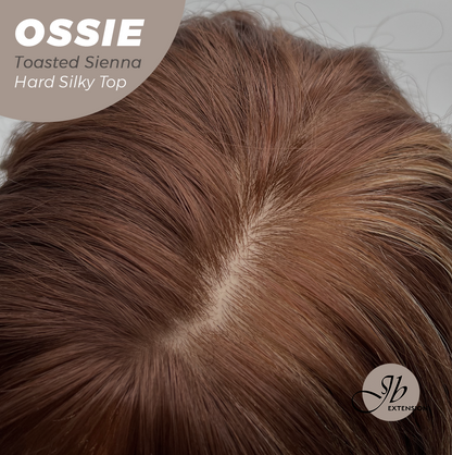 JBEXTENSION 22 Inches Scalpiana Long Wave Toasted Sienna 3.5X4 Hard Silky Top Natural Scalp Effect Wig with Bangs OSSIE TOASTED SIENNA
