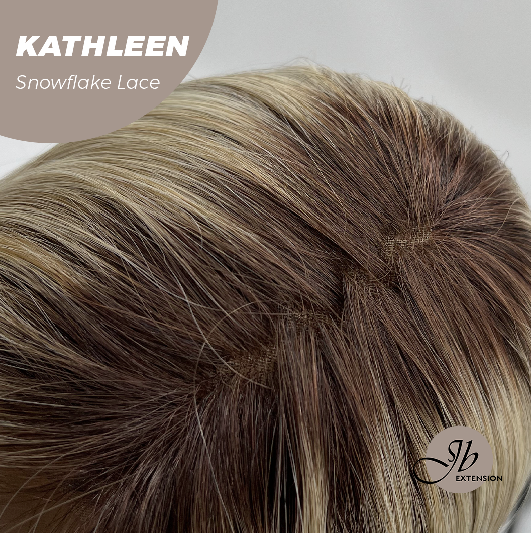 JBEXTENSION 15 Inches Mix Blonde Pre-Cut Arc Snowflake Lace Frontlace Glueless Wig KATHLEEN【BENDY EAR TABS】