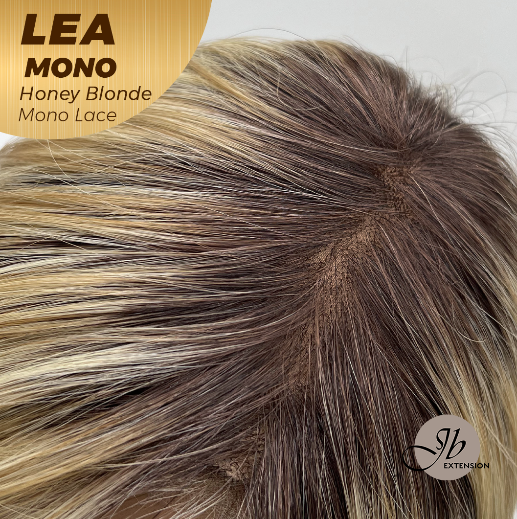 JBEXTENSION LEA MONO Full Monofilament Handmade Full Lace Full Hand Tied Wig 14 Inches Honey Blonde Mono Lace Handmade Futura Fiber Wig with Anti-slip Silicone Strips Glueless Wig LEA MONO HONEY BLONDE【BENDY EAR TABS】