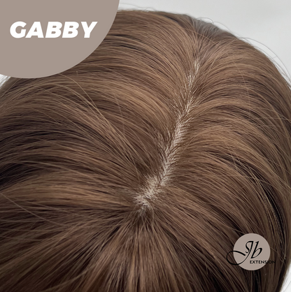 JBEXTENSION 27 Inches Long Curly Mocha Brown Wig With Bangs GABBY