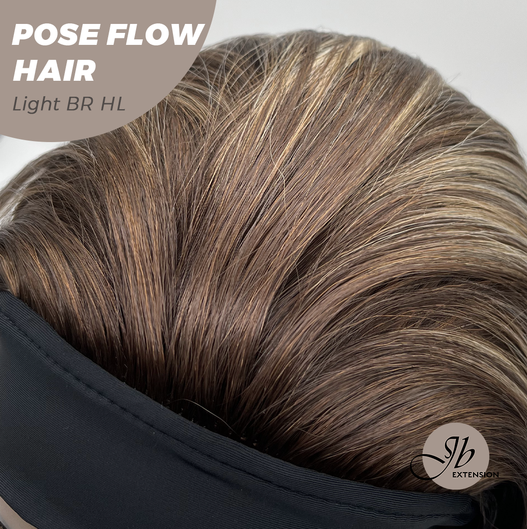 JBEXTENSION 18 Inches Light Brown Highlight Headband Wig POSE FLOW HAIR - LIGHT BROWN HIGHLIGHT