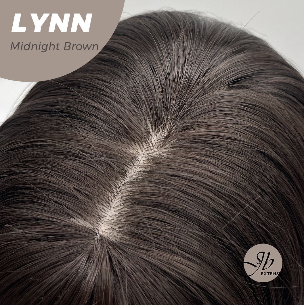JBEXTENSION 28 Inches Long Straight Midnight Brown(Black/Brown) Wig with Bangs LYNN MIDNIGHT BROWN