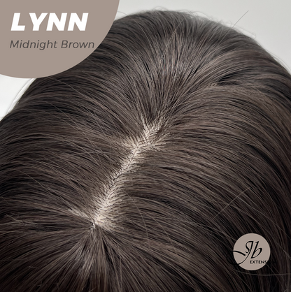 JBEXTENSION 28 Inches Long Straight Midnight Brown(Black/Brown) Wig with Bangs LYNN MIDNIGHT BROWN