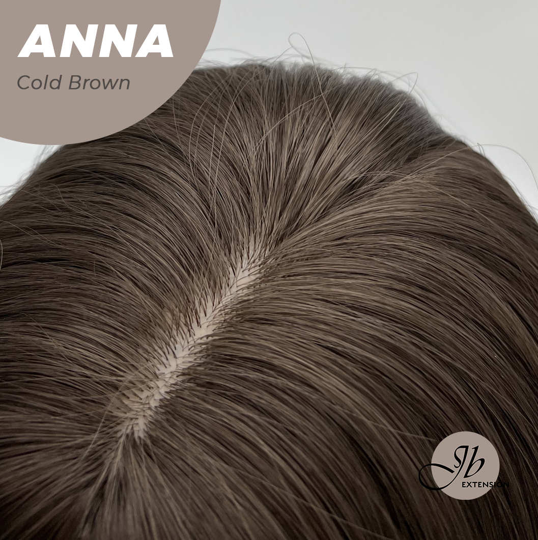 JBEXTENSION 28 Inches Long Curly Cold Brown Wig with Bangs ANNA COLD BROWN