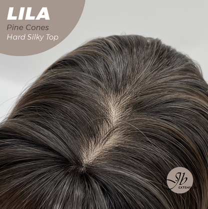 JBEXTENSION 20 Inches Scalpiana Pine Cones Wolf Cut 3.5X4 Hard Silky Top Natural Scalp Effect Wig With Bangs LILA PINE CONES