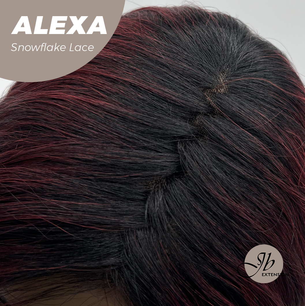 JBEXTENSION 20 Inches Curly Black Red Pre-Cut Arc Snowflake Lace Frontlace Glueless Black Sapphire Wig ALEXA【BENDY EAR TABS】