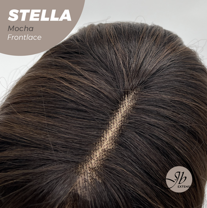 JBEXTENSION 16 Inches Mocha Curly Women Pre-Cut Frontlace Glueless Wig STELLA MOCHA