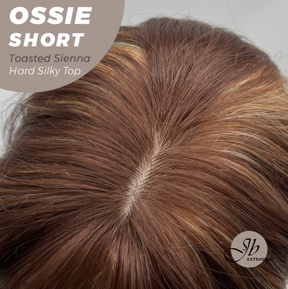 JBEXTENSION 14 Inches Scalpiana Wave Toasted Sienna 3.5X4 Hard Silky Top Natural Scalp Effect Wig with Bangs OSSIE SHORT - TOASTED SIENNA