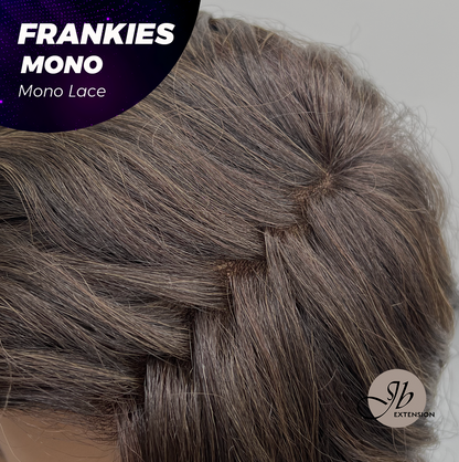 JBEXTENSION FRANKIES MONO Monofilament Handmade Wig 6X5 Full Monofilament Hand Tied Top Wig 19 Inches Dark Brown Highlight Curly Mono Lace Handmade Futura Fiber Glueless Black Sapphire Wig FRANKIES MONO【BENDY EAR TABS】