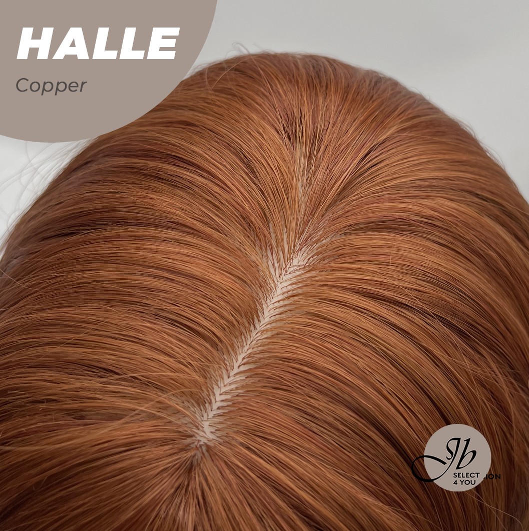 JBEXTENSION 27 Inches Long Wave Copper Wig with Bangs HALLE COPPER