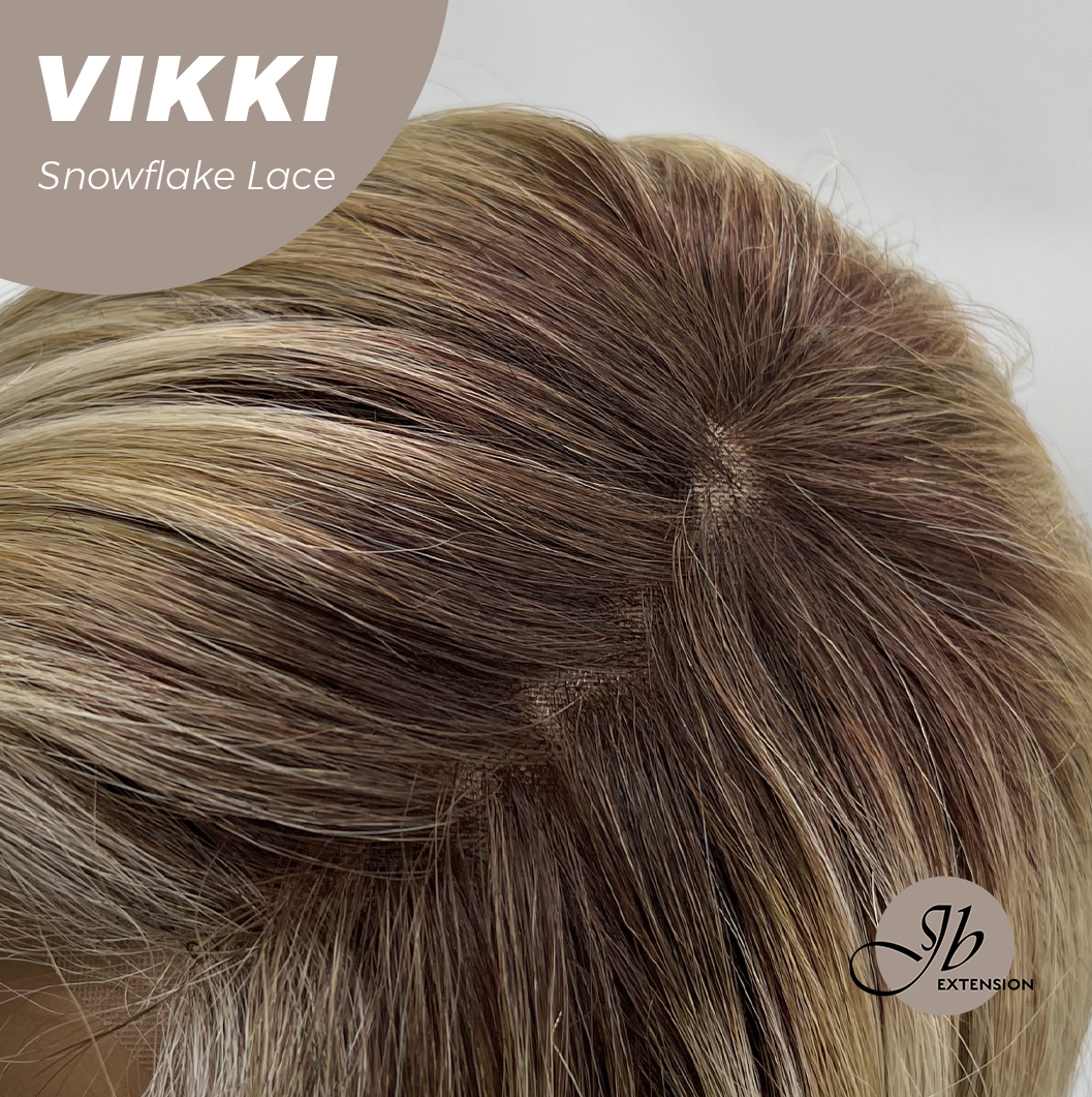 [FINAL SALE] JBEXTENSION 18 Inches Mix Blonde Long Pre-Cut T Part Snowflake Lace Frontlace Glueless Wig VIKKI【BENDY EAR TABS】