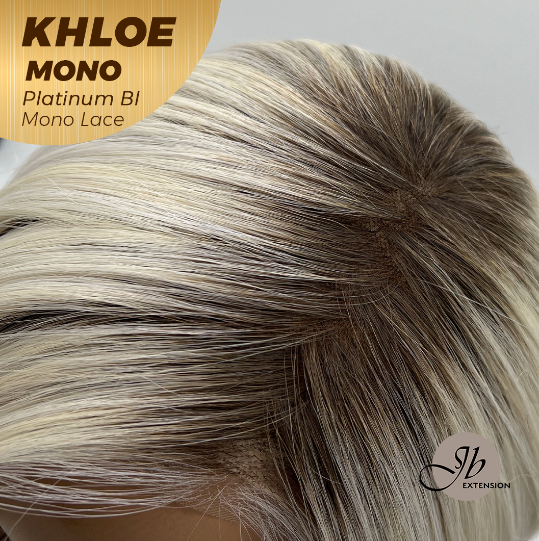 JBEXTENSION KHLOE MONO 6X5 Full Monofilament Hand Tied Top Wig 12 Inches Bob Cut Platinum Blonde Mono Lace Handmade Futura Fiber Wig With Anti-slip Silicone Strips Glueless Wig KHLOE MONO PLATINUM BLONDE【BENDY EAR TABS】