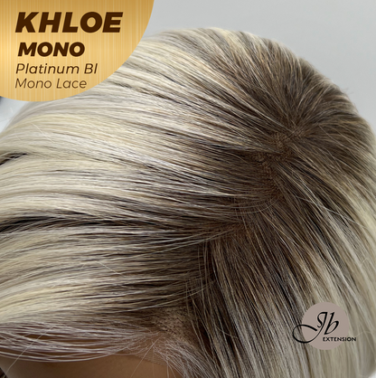 JBEXTENSION KHLOE MONO 6X5 Full Monofilament Hand Tied Top Wig 12 Inches Bob Cut Platinum Blonde Mono Lace Handmade Futura Fiber Wig With Anti-slip Silicone Strips Glueless Wig KHLOE MONO PLATINUM BLONDE【BENDY EAR TABS】
