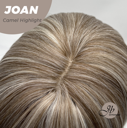 JBEXTENSION 10 Inches Bob Cut Camel Highlight Wig with Bangs JOAN CAMEL HIGHLIGHT