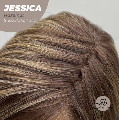 JBEXTENSION 16 Inches Hazelnut Curly Pre-Cut Side Part Snowflake Lace Frontlace Glueless Wig JESSICA HAZELNUT【BENDY EAR TABS】