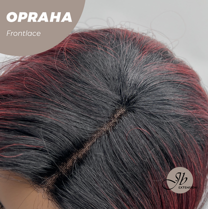 [FINAL SALE] JBEXTENSION 23 Inches Curly Black Red Pre-Cut Frontlace Glueless Black Sapphire Wig OPRAHA【BENDY EAR TABS】