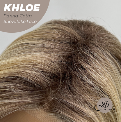 JBEXTENSION 12 Inches Bob Cut Panna Cotta Pre-Cut Snowflake Lace Frontlace Glueless Wig KHLOE PANNA COTTA【PERMATEASE】【BENDY EAR TABS】- M/L