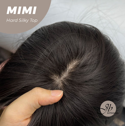 JBEXTENSION 16 Inches Scalpiana 3.5X4 Hard Silky Top Natural Scalp Effect Midnight Brown(Black/Brown) Body Wave Wig with Bangs Wig MIMI SILK TOP - MIDNIGHT BROWN