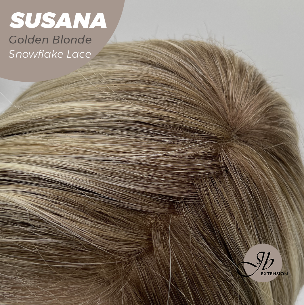 [PRE-ORDER] JBEXTENSION 9 Inches Golden Blonde Pre-Cut Side Part Snowflake Lace Frontlace Glueless Wig SUSANA GOLDEN BLONDE【BENDY EAR TABS】