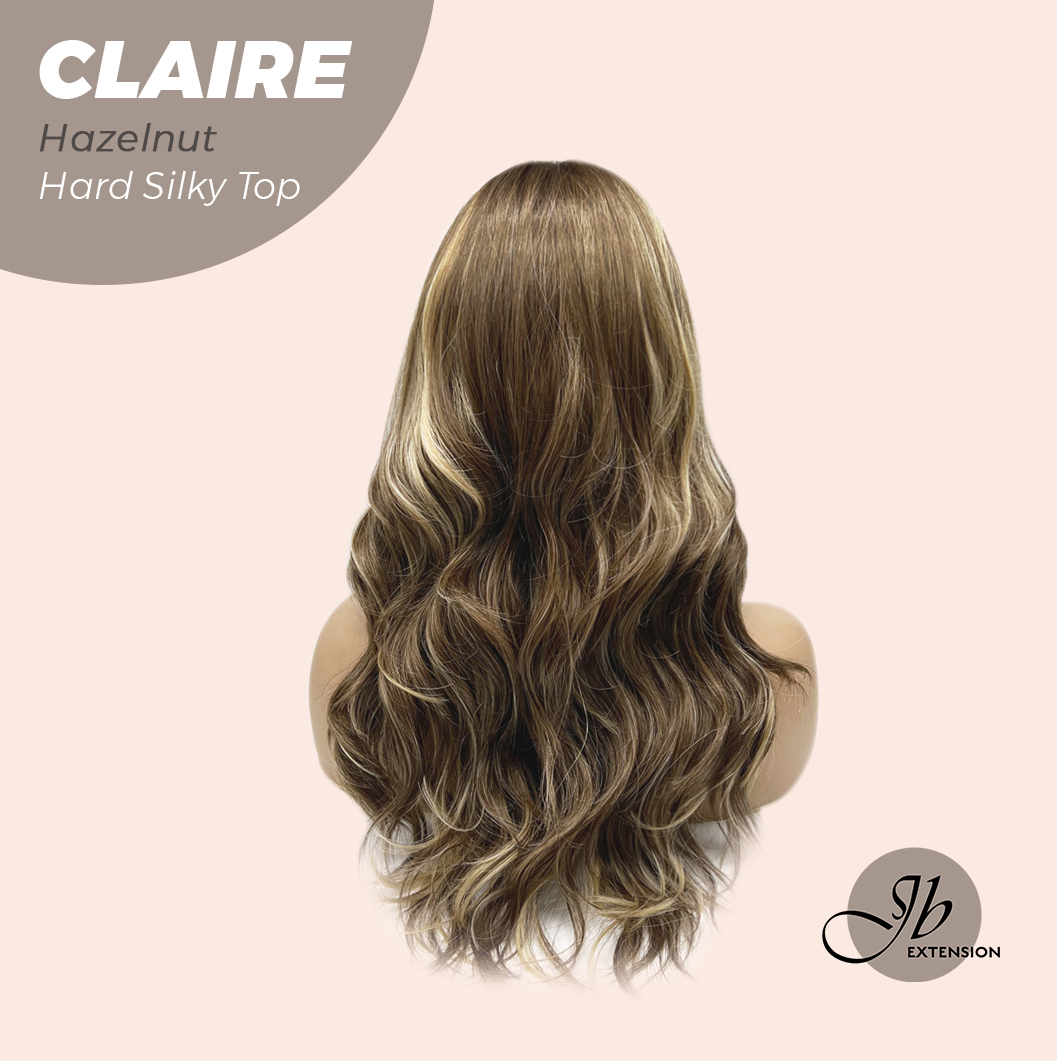 HOT OF SEASON -22 Inches Scalpiana Hazelnut 3.5X4 Hard Silky Top Natural Scalp Effect Women Wig with Bangs CLAIRE SILKY TOP - HAZELNUT