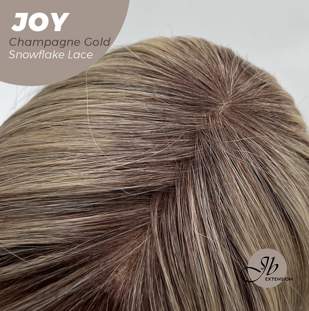 JBEXTENSION 19 Inches Champagne Gold Pre-Cut Arc Snowflake Lace Frontlace Glueless Wig JOY CHAMPAGNE GOLD【BENDY EAR TABS】