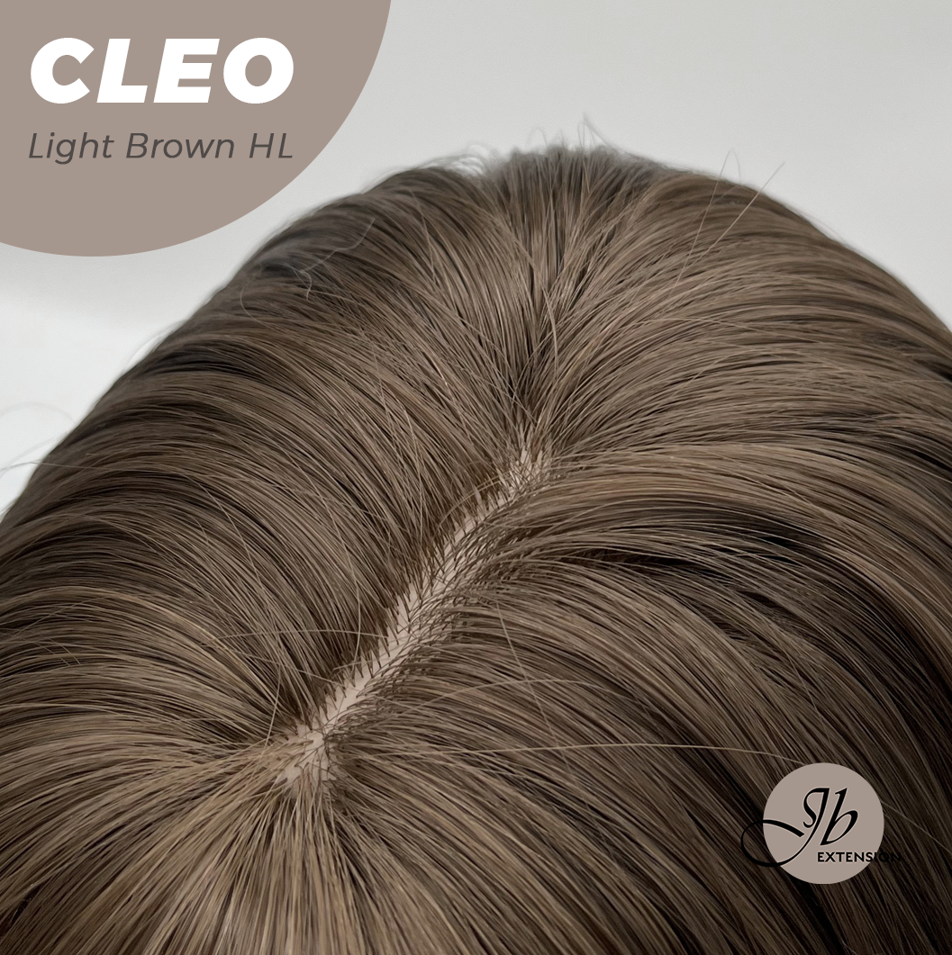 JBEXTENSION 20 Inches Light Brown Highlight Wig with Bangs CLEO LIGHT BROWN HIGHLIGHT