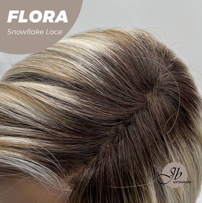 JBEXTENSION 13 Inches Mix Blonde Pre-Cut Side Part Snowflake Lace Frontlace Glueless Wig FLORA【BENDY EAR TABS】