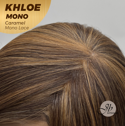 JBEXTENSION KHLOE MONO CARAMEL Monofilament Handmade Wig 6X5 Full Monofilament Hand Tied Top Wig 12 Inches Bob Cut Caramel Mono Lace Handmade Futura Fiber Wig With Anti-slip Silicone Strips Glueless Wig KHLOE MONO CARAMEL【BENDY EAR TABS】