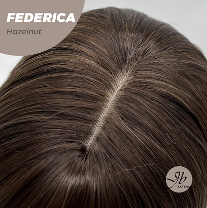 JBEXTENSION 16 Inches Short Bob Cut Hazelnut Wig with Bangs FEDERICA HAZELNUT