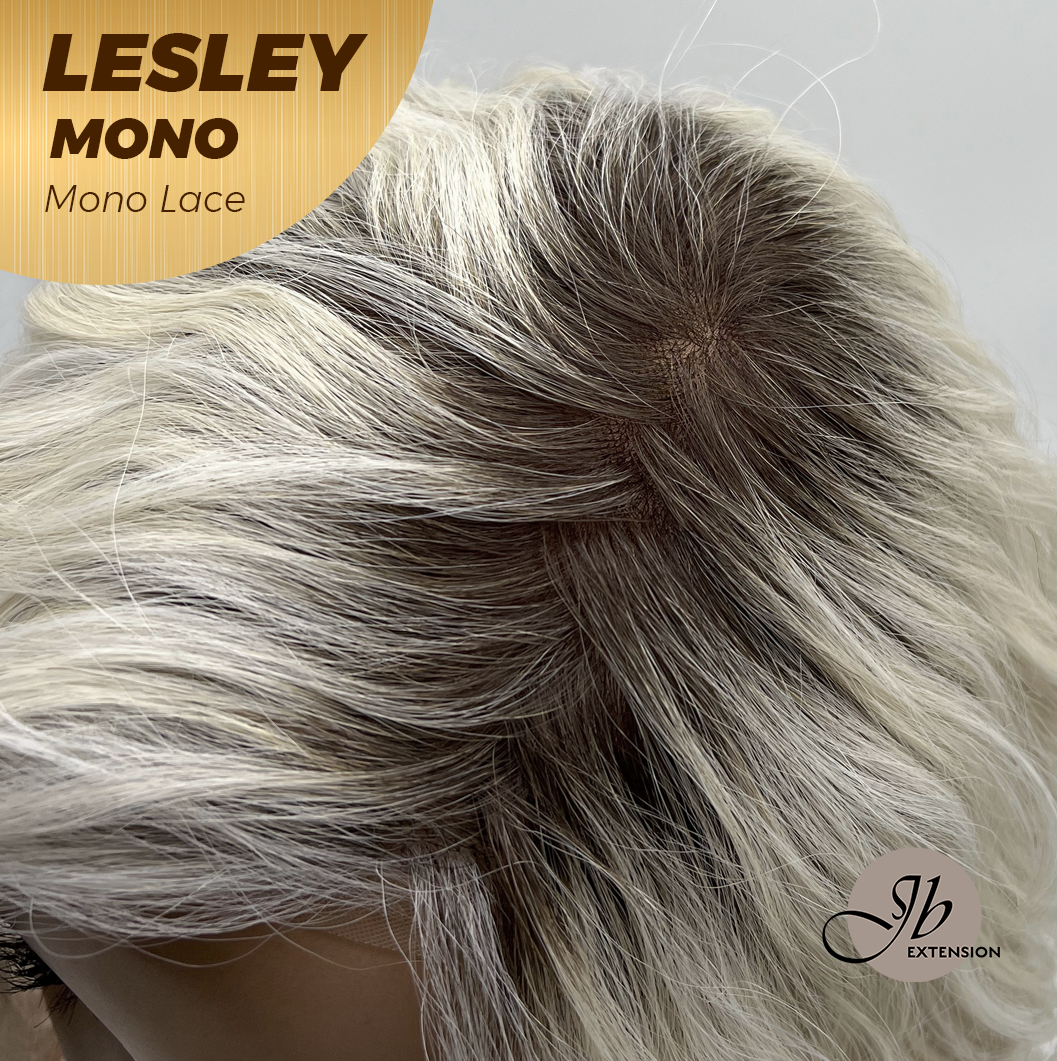 [FINAL SALE] JBEXTENSION LESLEY MONO Monofilament Handmade Wig 6X5 Full Monofilament Hand Tied Top Wig 10 Inches Silver Curly Mono Lace Wig With Anti-slip Silicone Strips Glueless Wig LESLEY MONO【BENDY EAR TABS】