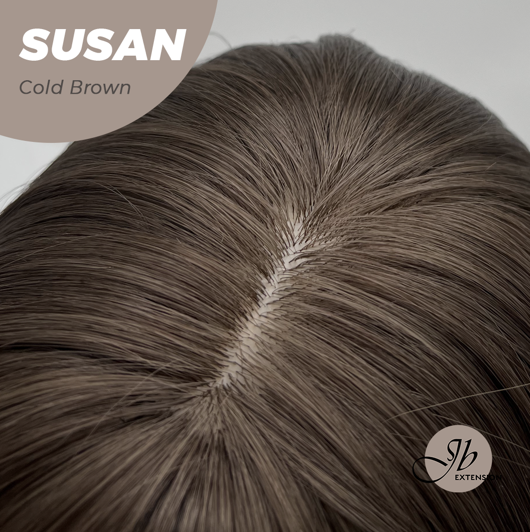 JBEXTENSION 14 Inches Short Bob Cut Cold Brown Wig with Bangs SUSAN COLD BROWN