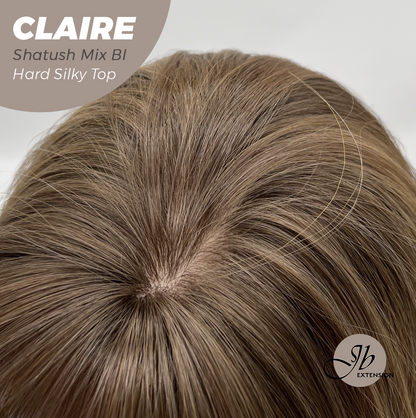 JBEXTENSION 22 Inches Scalpiana Shatush Mix Blonde 3.5X4 Hard Silky Top Natural Scalp Effect Women Wig with Bangs CLAIRE SILKY TOP - SHATUSH MIX BLONDE