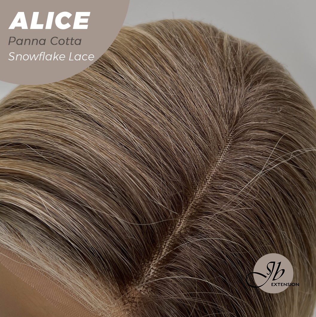 JBEXTENSION 12 Inches Panna Cotta Pre-Cut Side Part Snowflake Lace Frontlace Glueless Wig ALICE PANNA COTTA【BENDY EAR TABS】