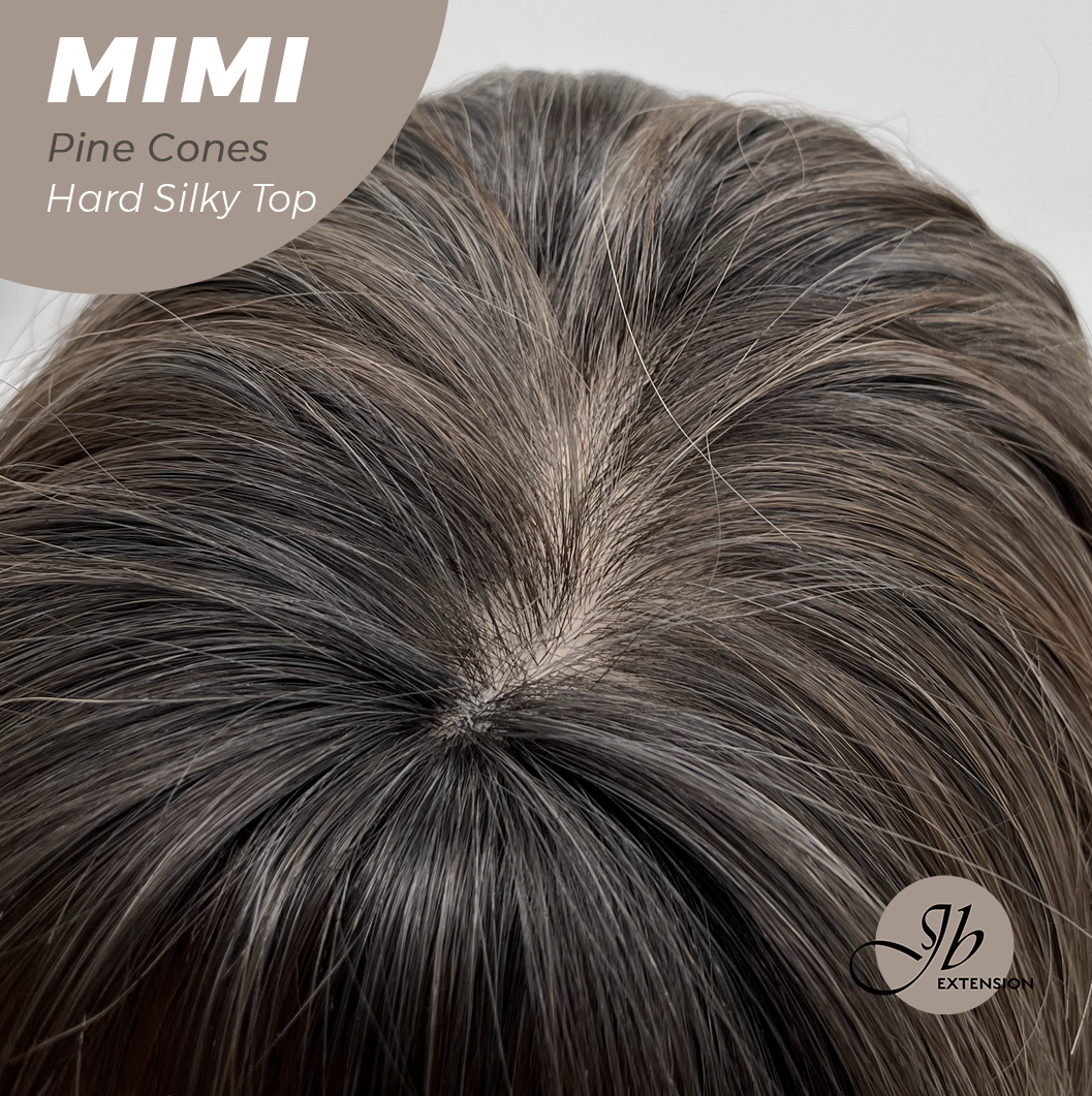 JBEXTENSION 16 Inches Scalpiana 3.5X4 Hard Silky Top Natural Scalp Effect Pine Cones Body Wave Wig with Bangs Wig MIMI SILK TOP - PINE CONES