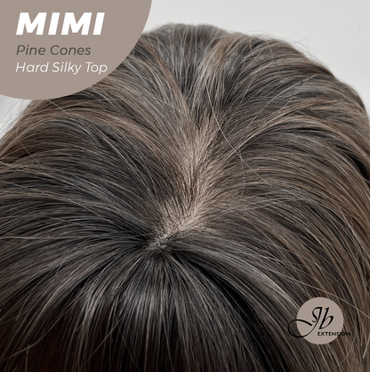JBEXTENSION 16 Inches Scalpiana 3.5X4 Hard Silky Top Natural Scalp Effect Pine Cones Body Wave Wig with Bangs Wig MIMI SILK TOP - PINE CONES