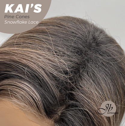 JBEXTENSION 18 Inches Pine Cones Pre-Cut Snowflake Lace Frontlace Glueless Wig KAI'S PINE CONES【PERMATEASE】【BENDY EAR TABS】- M/L