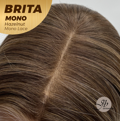 JBEXTENSION BRITA MONO Monofilament Handmade Wig 6X5 Full Monofilament Hand Tied Top Wig 22 Inches Hazelnut Mono Lace Wig Glueless Wig BRITA MONO - HAZELNUT【BENDY EAR TABS】
