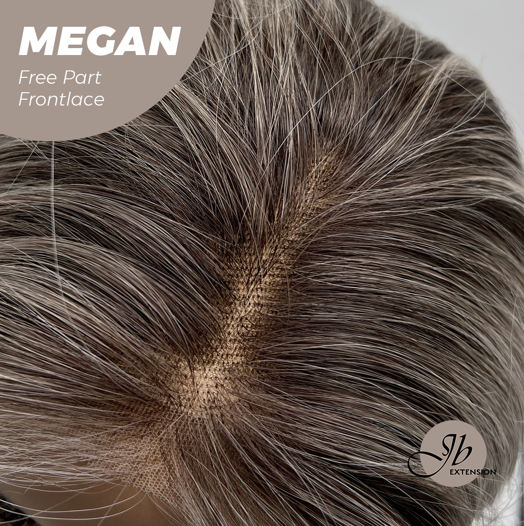 JBEXTENSION 20 Inches Mix Grey Curly Fiber X, Tangle Less Pre-Cut Free Part Frontlace Glueless Wig MEGAN【FIBER X】