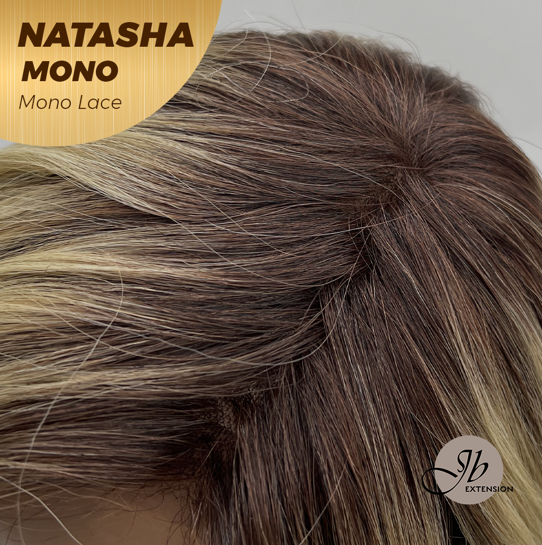 [FINAL SALE] JBEXTENSION NATASHA MONO Monofilament Handmade Wig 6X5 Full Monofilament Hand Tied Top Wig 12 Inches Honey Blonde Mono Lace Wig Glueless Wig NATASHA MONO【BENDY EAR TABS】