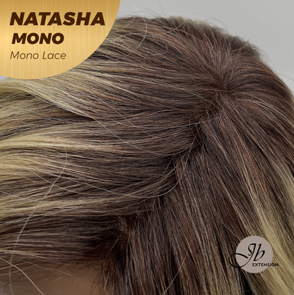 [FINAL SALE] JBEXTENSION NATASHA MONO Monofilament Handmade Wig 6X5 Full Monofilament Hand Tied Top Wig 12 Inches Honey Blonde Mono Lace Wig Glueless Wig NATASHA MONO【BENDY EAR TABS】