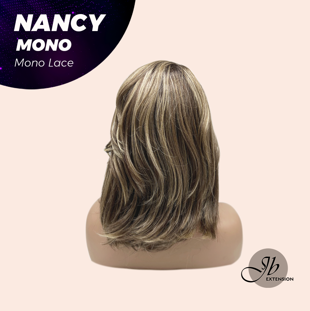 JBEXTENSION NANCY MONO Monofilament Handmade Wig 6X5 Full Monofilament Hand Tied Top Wig 14 Inches Dark Brown Curly Mono Lace Wig Glueless Black Sapphire Wig NANCY MONO - BLACK SAPPHIRE【BENDY EAR TABS】