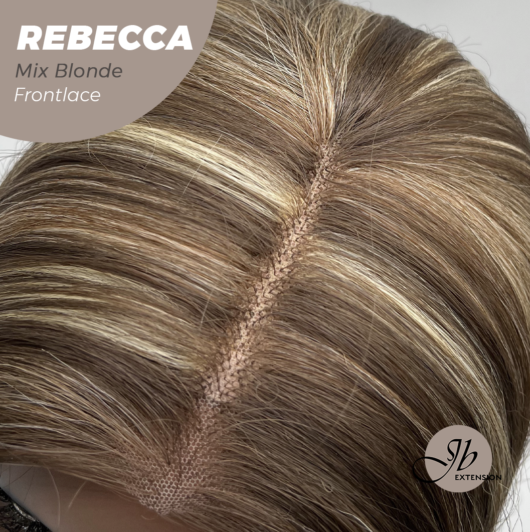 JBEXTENSION 20 Inches Long Mix Blonde Women Pre-Cut Frontlace Glueless Wig REBECCA MIX BLONDE