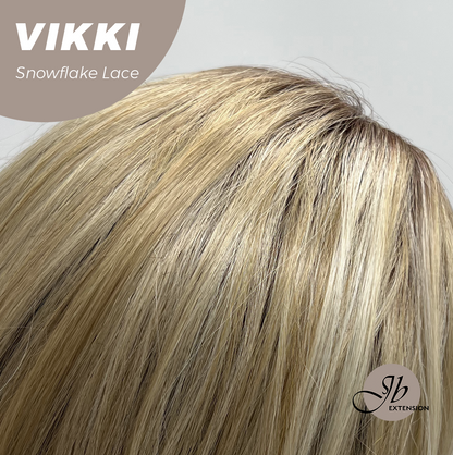 [FINAL SALE] JBEXTENSION 18 Inches Mix Blonde Long Pre-Cut T Part Snowflake Lace Frontlace Glueless Wig VIKKI【BENDY EAR TABS】