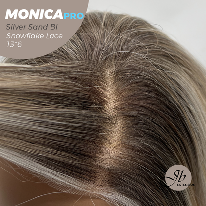 [PRE-ORDER] JBEXTENSION 16 Inches Silver Sand Blonde Pre-Cut 13X6 Free Part Snowflake Lace Frontlace Glueless Wig MONICA PRO - SILVER SAND BLONDE【BENDY EAR TABS】